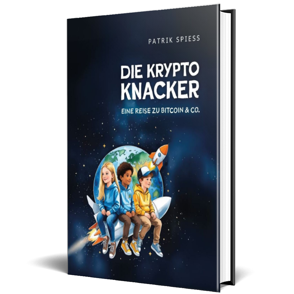 Die Krypto Knacker – Eine Reise zu Bitcoin & Co. von Patrik Spiess: Das erste interaktive Krypto-Kinderbuch, das Bitcoin, Ethereum, Blockchain, NFTs und digitale Sicherheit kindgerecht erklärt – mit Rätseln, Bastelideen und Eltern-Checkliste.