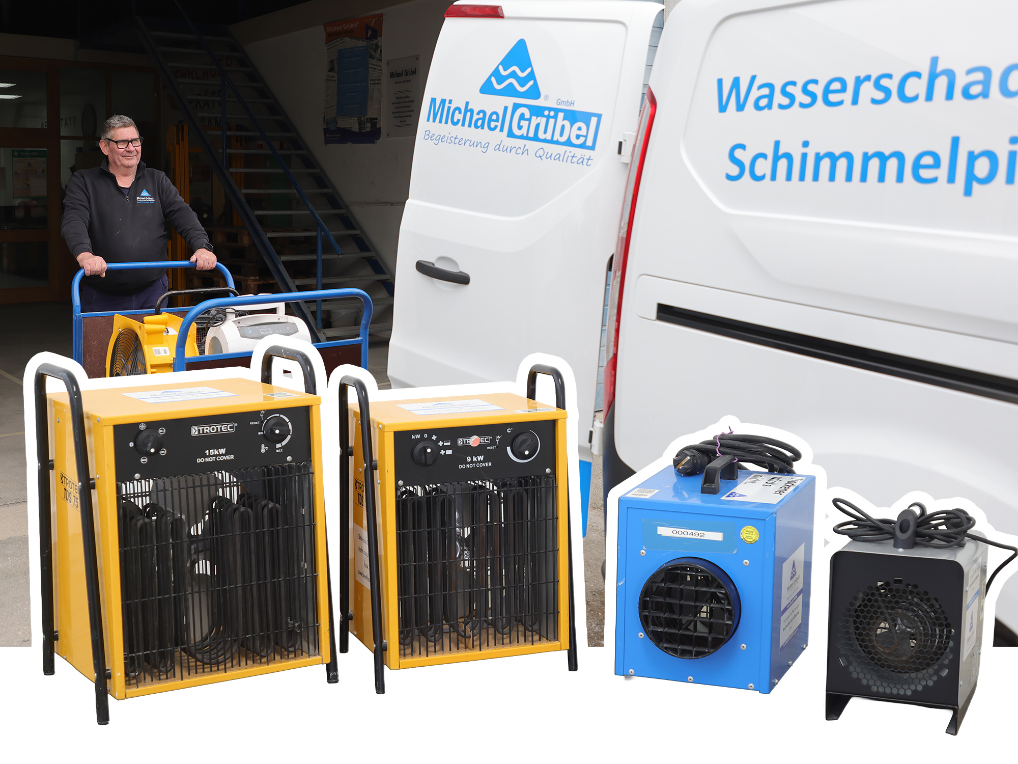 Die Michael Grübel GmbH vermietet mit über 30 Jahren Erfahrung professionelle Bautrockner und Heizgeräte 