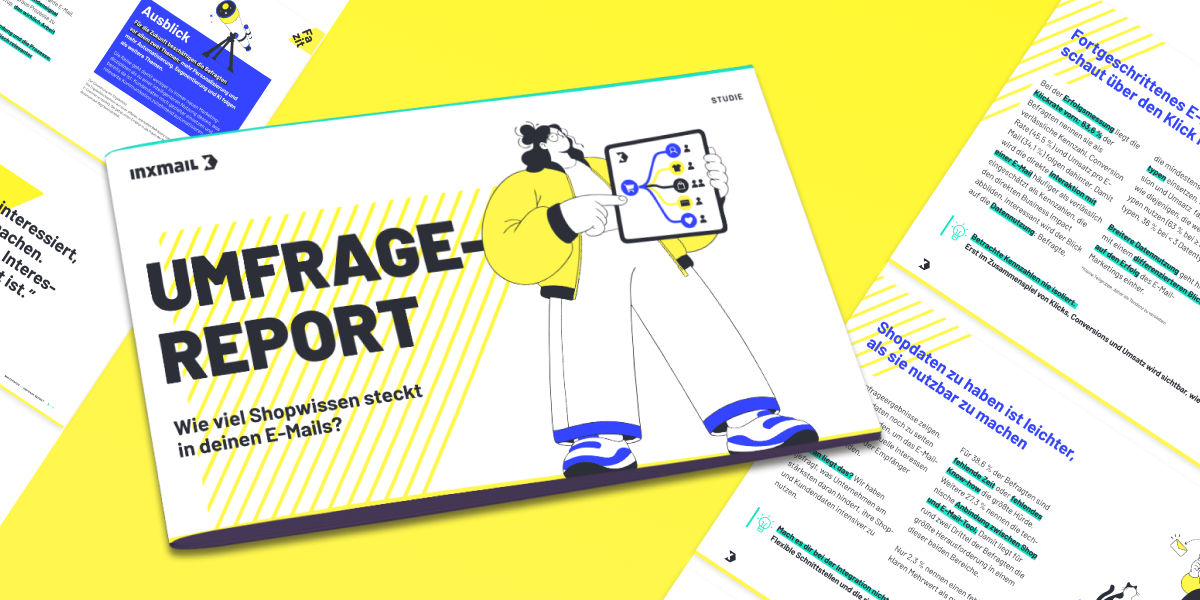 Umfrage-Report mit Einblicken in die Nutzung von Shopdaten im E-Mail-Marketing.
