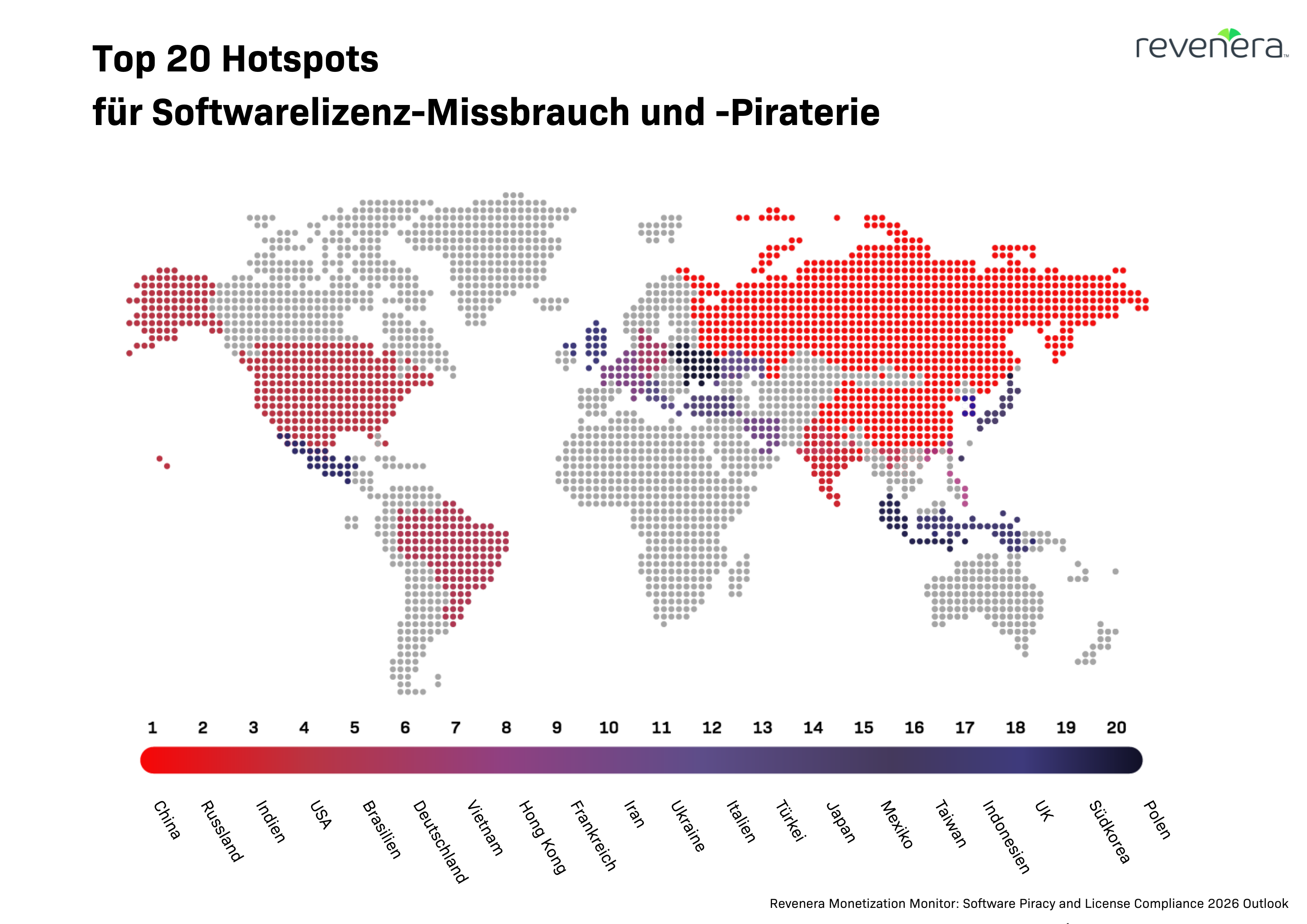 Top 20 Hotspots für Softwarelizenz-Missbrauch und -Piraterie 