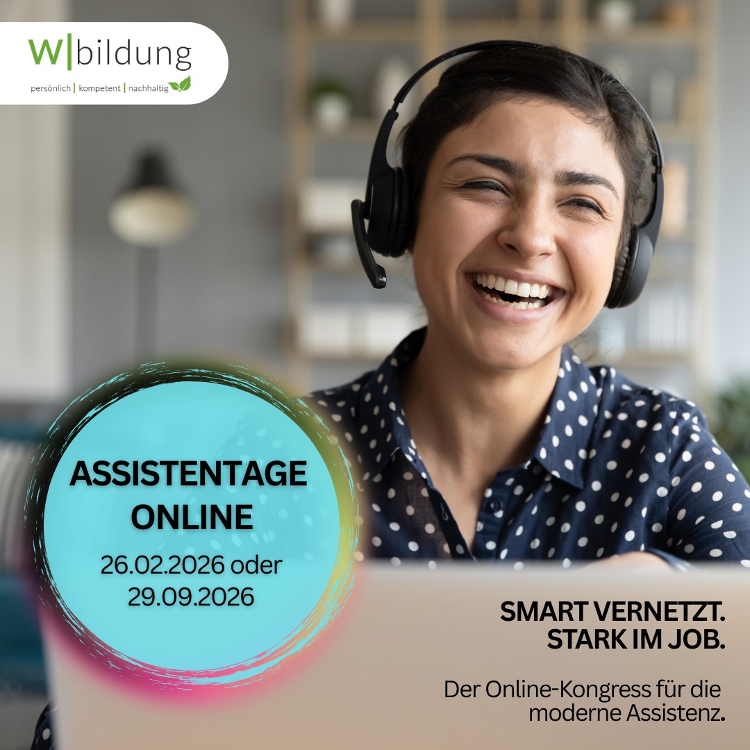 Assistenztage Online 2026
Weiterbildung & Networking, ab 2026 auch online möglich.